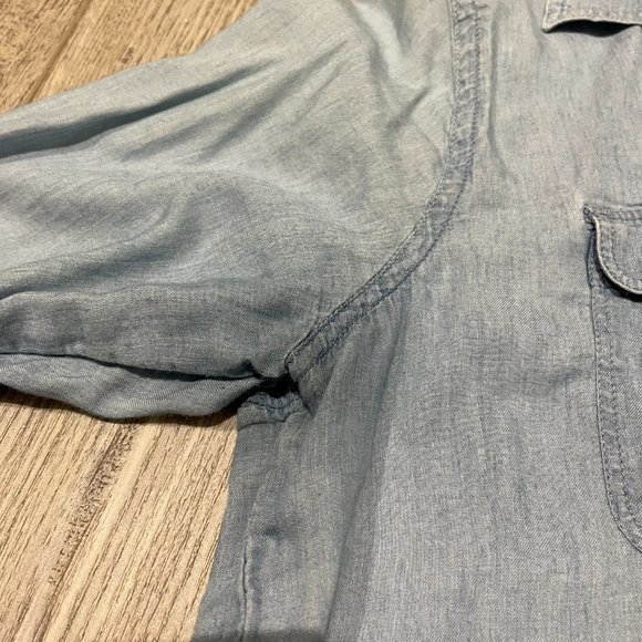 LOFT Petite Light Denim Button-Down Shirt - SP - Picture 9 of 9